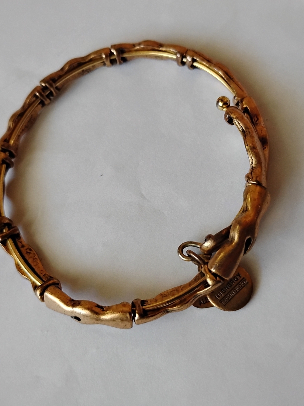 Alex and Ani Vintage Sixty Six Gold Bamboo-Style Link Bangle Bracelet